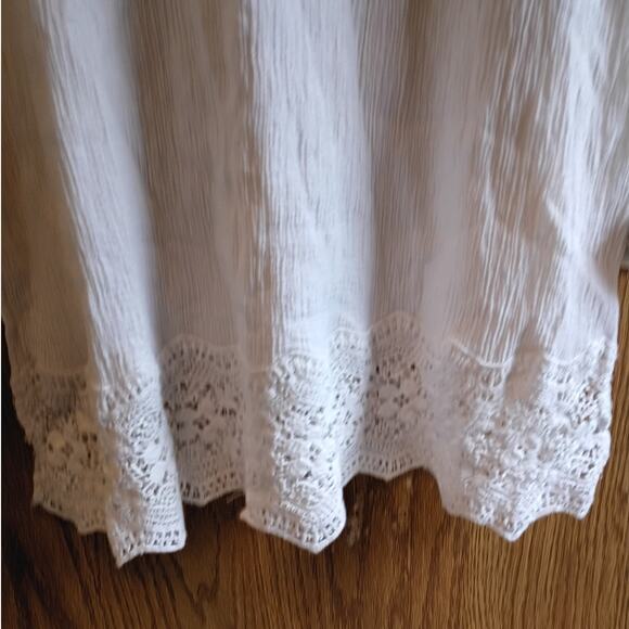 Talbots White Lace Trim Cotton Long Sleeve Top S Cottage Quietlux Feminine Chic - Picture 11 of 13